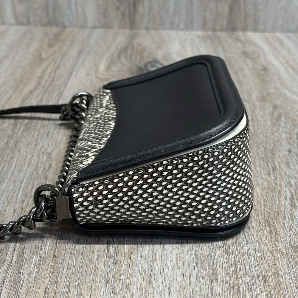 COACH Leather Snakeskin Pattern Crossbody Black Shoulder Bag 59493 EUC